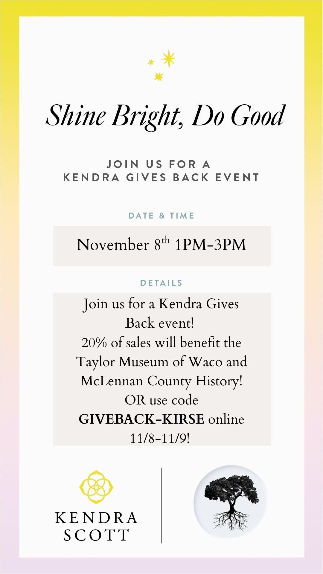 Taylor Museum of Waco Kendra Scott Event November 2025